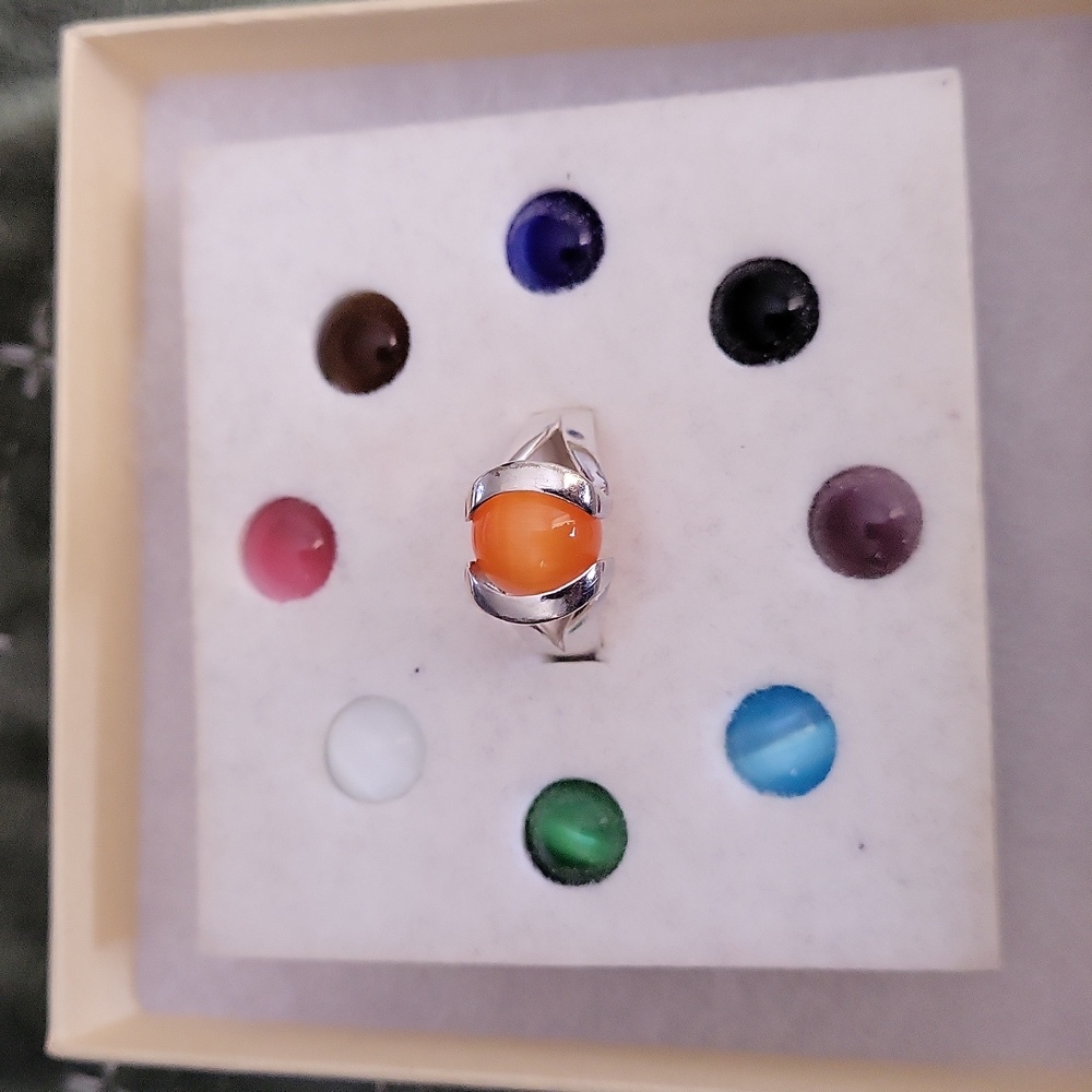 RARE Colors Of Life Sterling Silver Ring Interchangeable  9 Gemstones.925